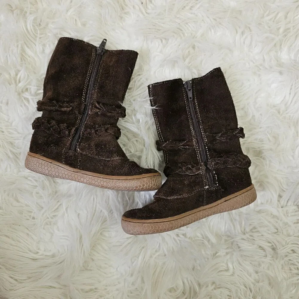 Livie & Luca Mocha Brown Suede Leather Calliope Boots Size 7